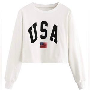 SweatyRocks Women's Crop Top Letter Printed Sweatshirt Size Medium